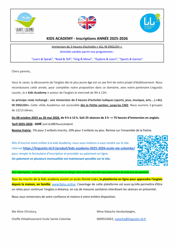 Kids Academy - 2025-2026 - École Sainte Colombe, Armentières – Image 2