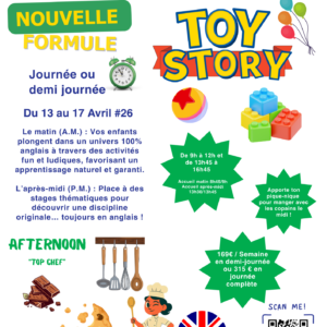 Stage(s) Anglais « Toy Story » et/ou « Top Chef » à l’école La Croix Blanche, Bondues – 13-17 Avril 2026