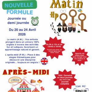 Stage(s) Anglais « Harry Potter » et/ou « Magic Circus » à l'école Les Louez Dieu, Arras - 20-24 Avril 2026