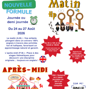 Stage(s) Anglais « Harry Potter » et/ou « Magic Circus » à EJM - 24-27 Août 2026