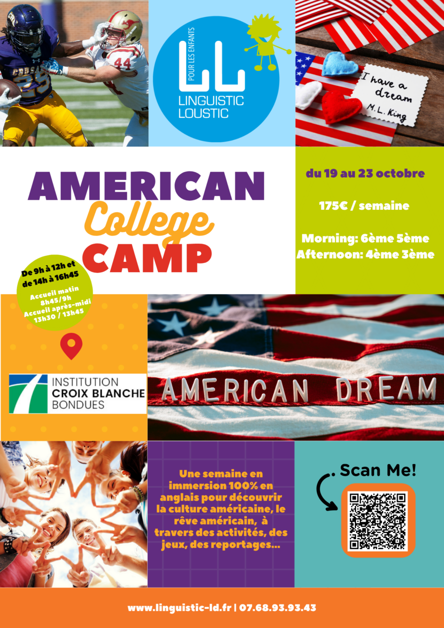 Stage Anglais "American College" à l’école La Croix Blanche, Bondues – 19-23 Octobre 2026